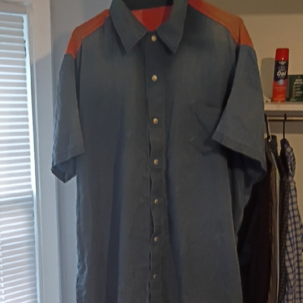 MSI Blue and Orange Casual Button Down Shirt